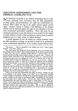 The Fifth Amendment and the Federal Gambling Tax