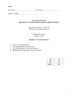 Methanol is to be separated from water in a