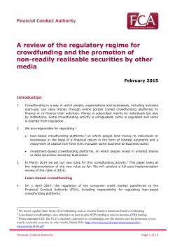 A review of the regulatory regime for crowdfunding