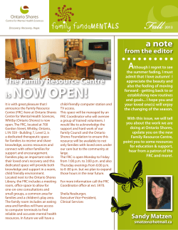 Fall 2013 - Ontario Shores Centre for Mental Health Sciences