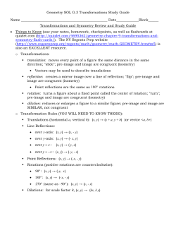Geometry SOL G.3 Transformations Study Guide Name