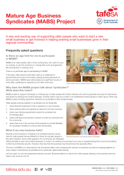 Mature Age Business Syndicates (MABS) Project