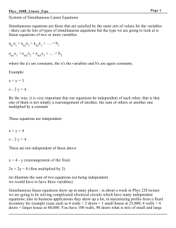 Systems of Simultaneous Linear Equations Simultaneous equations