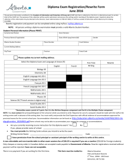 Diploma Exam Registration/Rewrite Form June 2016