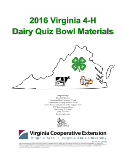 2016 Virginia 4-H Dairy Quiz Bowl Materials