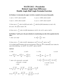 MATH 2412 &ndash; Precalculus Related Angle-Sum-Difference