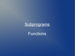 Subprograms Functions