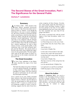 The Second Stanza of the Great Invocation, Part I