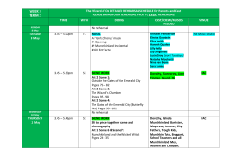 The Wizard of Oz Rehearsal Schedule Week 3