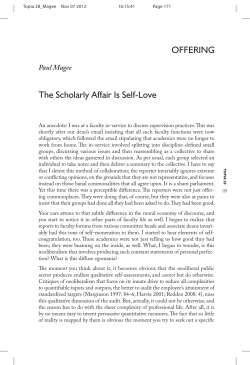 Offering The Scholarly Affair is Self-Love