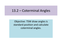 Lesson 13.2 Coterminal Angles