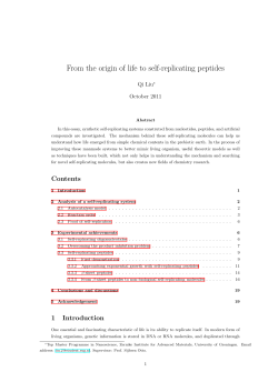 From the origin of life to self-replicating peptides