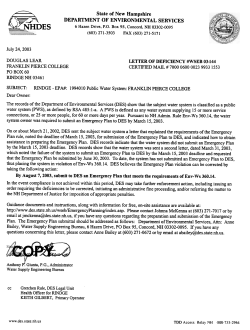 1994010 Public Water System: FRANKLIN PIERCE COLLEGE The