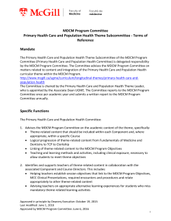 MDCM Program Committee Primary Health Care and Population