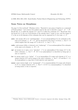 Some Notes on Morphisms - School of Engineering and Technology