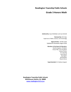 Grade 3 Honors Math - Readington Township Public Schools