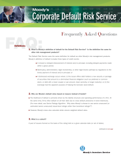 FAQ: Moody`s Corporate Default Risk Service