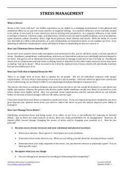 stress management - University of Aberdeen
