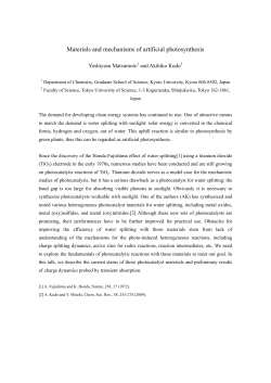 Materials and mechanisms of artificial photosynthesis