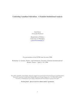 Contesting Canadian Federalism: A Feminist