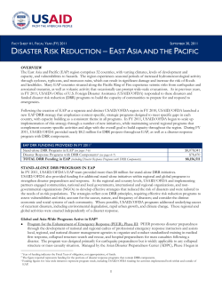 DISASTER RISK REDUCTION – EAST ASIA AND THE PACIFIC