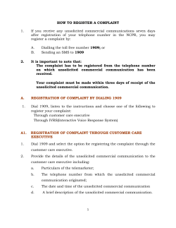 HOW TO REGISTER A COMPLAINT 1. If you receive any unsolicited