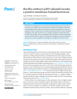 Bacillus anthracis pXO1 plasmid encodes a putative membrane