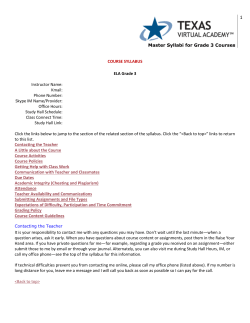 Master Syllabi for Grade 3 Courses