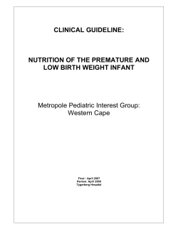 CLINICAL GUIDELINE: NUTRITION OF THE