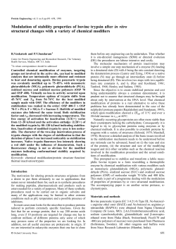 Modulation of stability properties of bovine trypsin