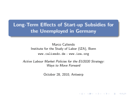 Long-Term Effects of Start-up Subsidies for the