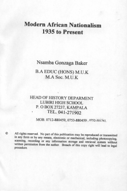 Modern African Nationalism 1935 to Present