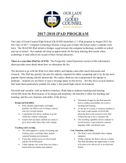 2017-2018 iPAD PROGRAM - Our Lady of Good Counsel High School