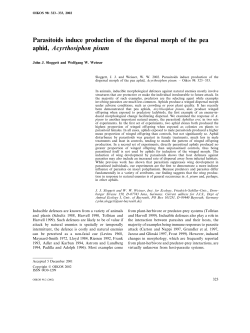 Parasitoids induce production of the dispersal morph of the pea