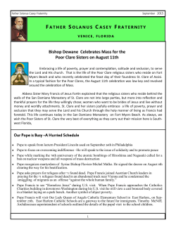 Bishop Dewane Celebrates Mass for the Poor Clare Sisters on