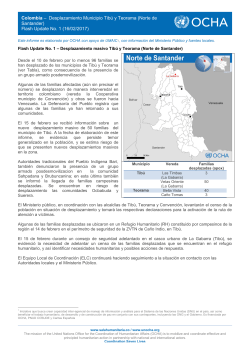 Colombia &ndash; Desplazamiento Municipio Tib&uacute; y Teorama (Norte de