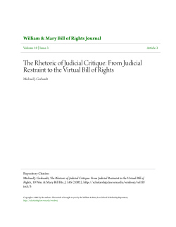 The Rhetoric of Judicial Critique: From Judicial Restraint to the