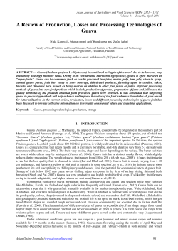 A Review of Production, Losses and Processing Technologies of