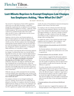 Last-Minute Reprieve to Exempt Employee Law