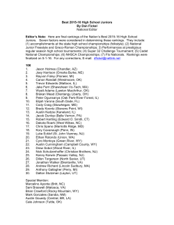 Best 2015-16 High School Juniors By Dan Fickel National Editor