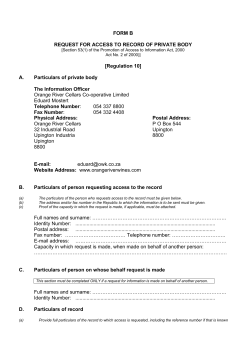 FORM B &ndash; Orange River Cellars