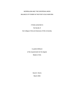 Chapter One: Neo-Realism and The European Union: Balance of