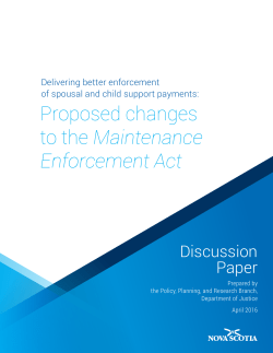 Proposed changes to the Maintenance Enforcement Act