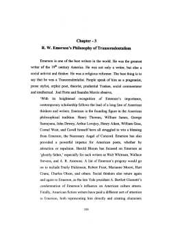 Chapter - 3 R. W. Emerson`s Philosophy of Transcendentalism