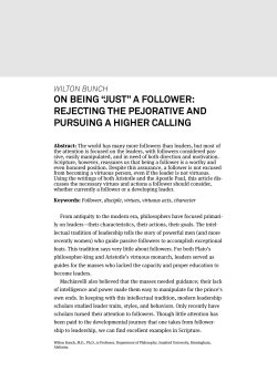 ON BEING &ldquo;JUST&rdquo; A FOLLOWER: REJECTING THE PEJORATIVE