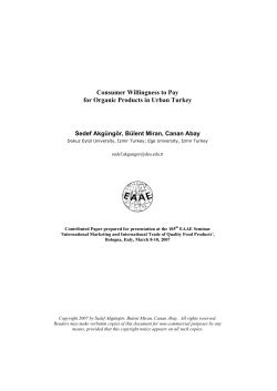 Consumer Willingness to Pay for Organic Products in Urban Turkey