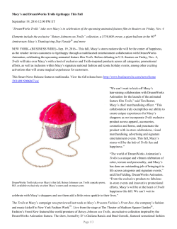 &ldquo;DreamWorks Trolls&rdquo; take over Macy`s in - For Investors