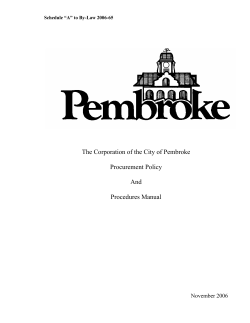 The Corporation of the City of Pembroke Procurement Policy And
