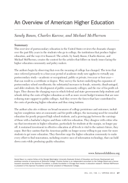 An Overview of American Higher Education