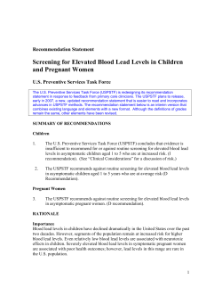 Screening for Elevated Blood Lead Levels in Children and Pregnant